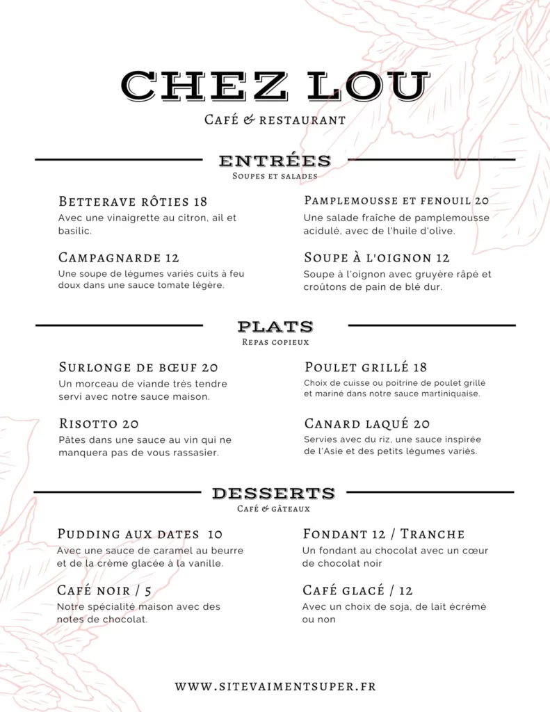 Création de menus